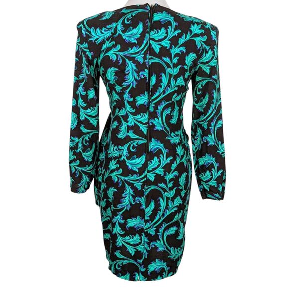 VINTAGE 90's Y2K RAMPAGE Faux Wrap Style Ivy Floral Dress Rayon Mob Wife XS - Picture 5 of 7